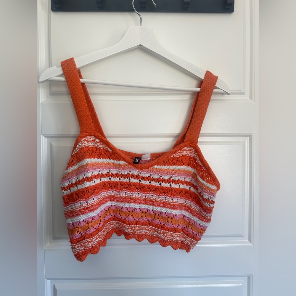 Divided Multicolor Knit Crop Top